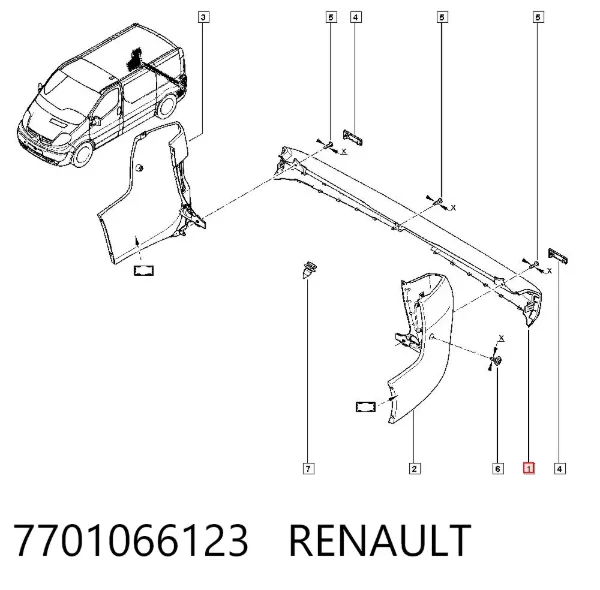 Pára-choque traseiro 7701066123 Renault (RVI)