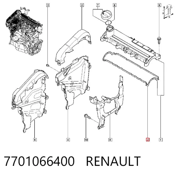 Vedante de tampa de válvulas de motor 7701066400 Renault (RVI)