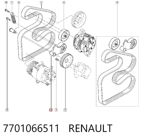 Reguladora de tensão da correia de transmissão 7701066511 Renault (RVI)