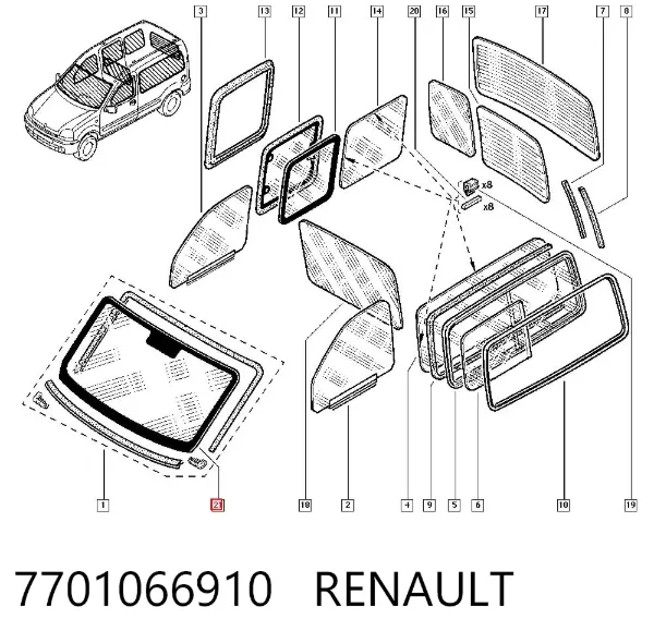 Pára-brisas 7701066910 Renault (RVI)