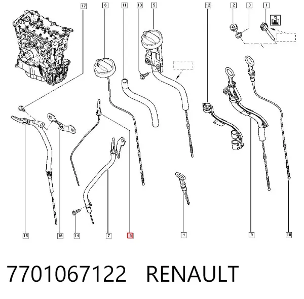 Sonda (indicador) do nível de óleo no motor 7701067122 Renault (RVI)