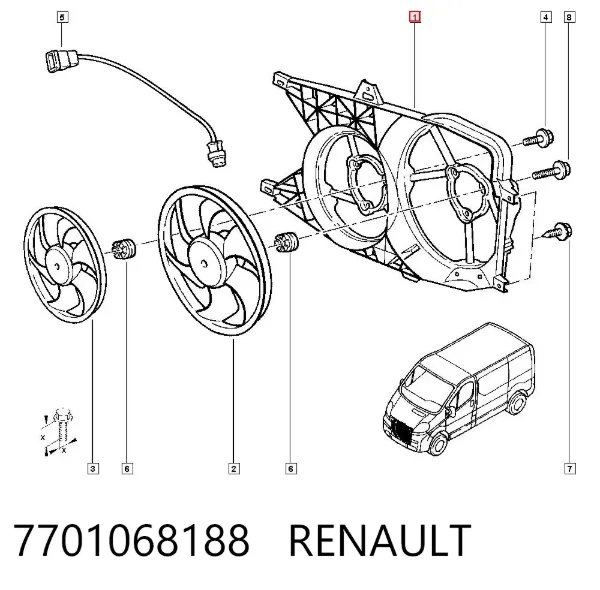 Difusor do radiador de esfriamento 7701068188 Renault (RVI)