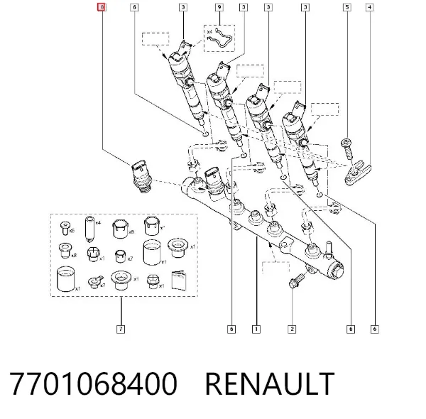 Regulador de pressão de combustível na régua de injectores 7701068400 Renault (RVI)