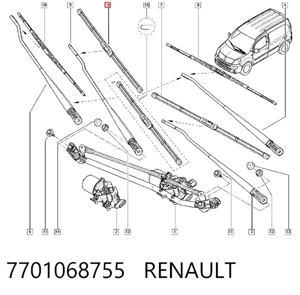 Limpa-pára-brisas do pára-brisas, kit de 2 un. 7701068755 Renault (RVI)