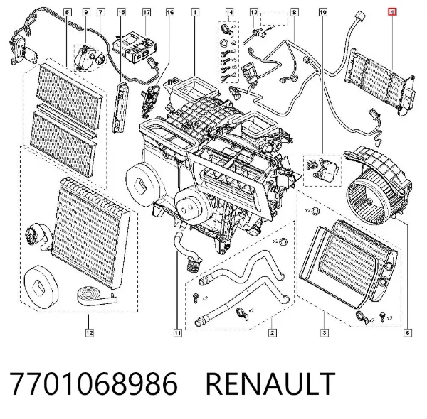 Aquecedor elétrico de ar do sistema de calefacção de salão 7701068986 Renault (RVI)