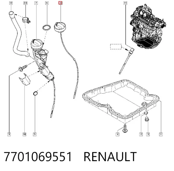 Sonda (indicador) do nível de óleo no motor 7701069551 Renault (RVI)