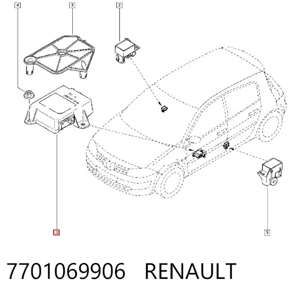 Módulo processador de controlo da bolsa de ar (Centralina eletrônica AIRBAG) 7701069906 Renault (RVI)
