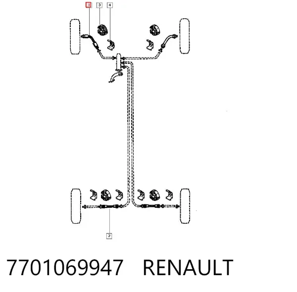 Mangueira do freio dianteira 7701069947 Renault (RVI)