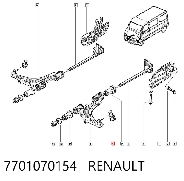Suporte de esfera inferior 7701070154 Renault (RVI)
