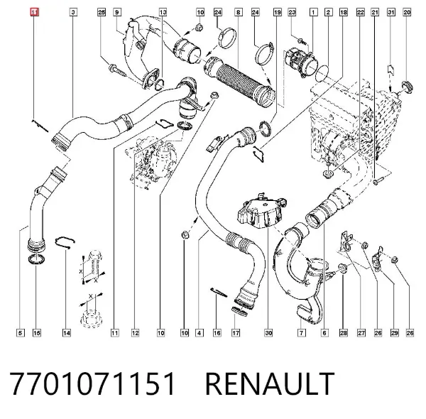 Braçadeira de cano derivado de intercooler 7701071151 Renault (RVI)