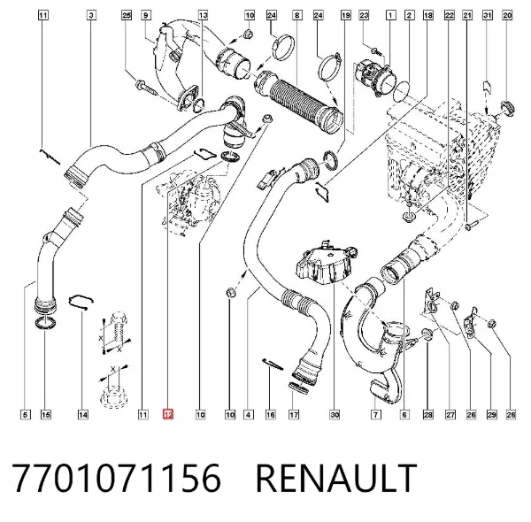 Vedante de turbina de ar comprimido, admissão 7701071156 Renault (RVI)