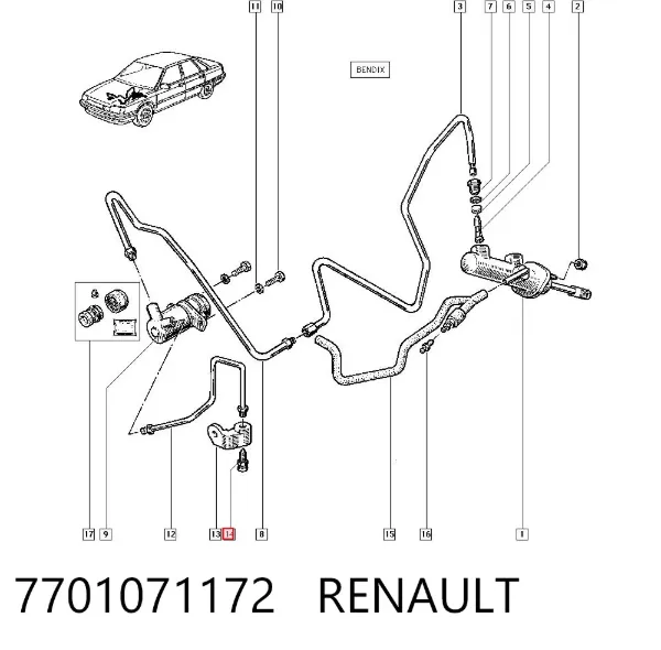 Cilindro traseiro do freio de rodas de trabalho 7701071172 Renault (RVI)
