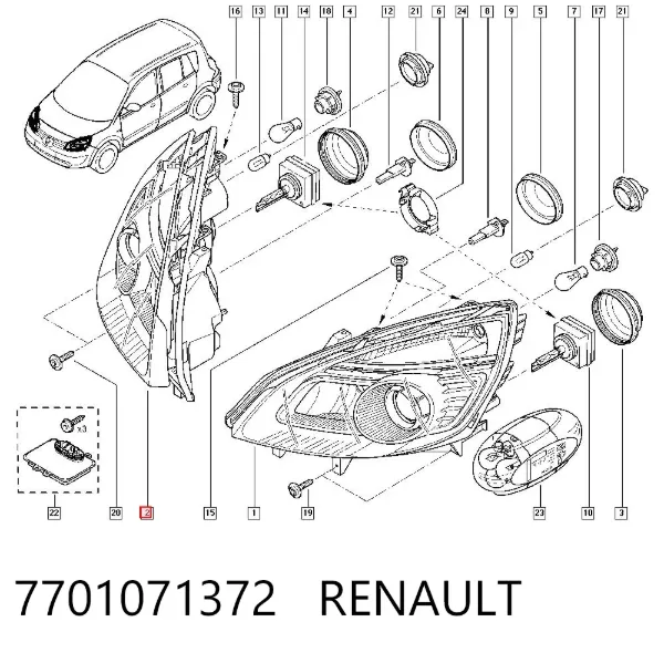 Luz direita 7701071372 Renault (RVI)