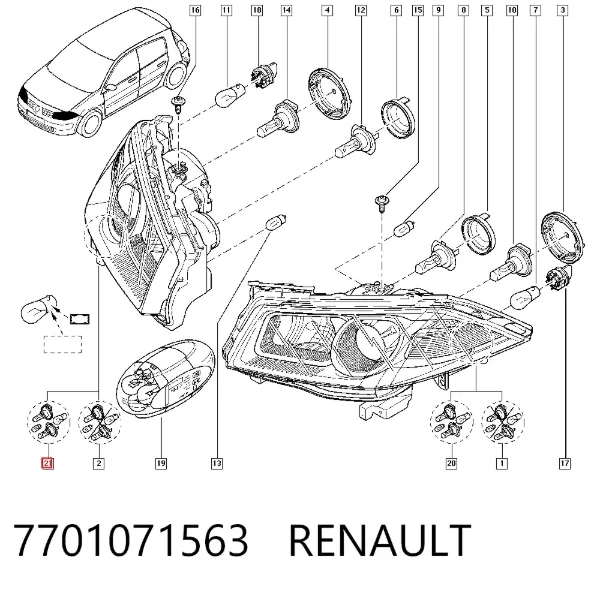 Luz direita 7701071563 Renault (RVI)