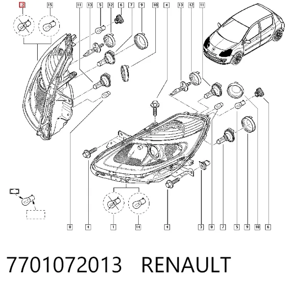 Luz direita 7701072013 Renault (RVI)