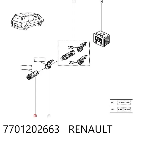 Acendedor de cigarros 7701202663 Renault (RVI)