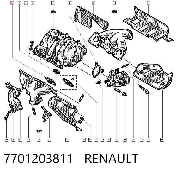 Vedante de tubo coletor de escape Renault Espace II