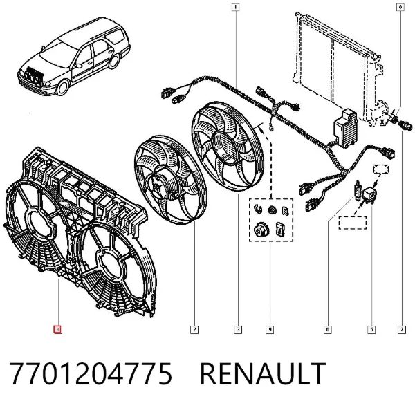 Difusor do radiador de esfriamento 7701204775 Renault (RVI)