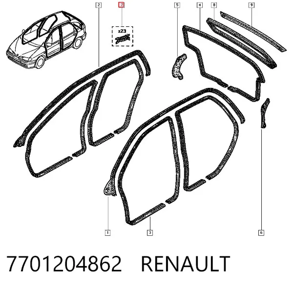 Braçadeira de compactador da porta 7701204862 Renault (RVI)