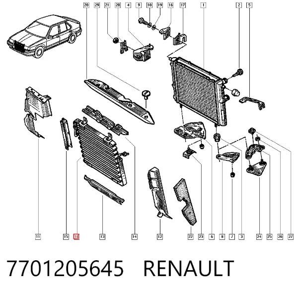Radiador de aparelho de ar condicionado Ford Sierra II