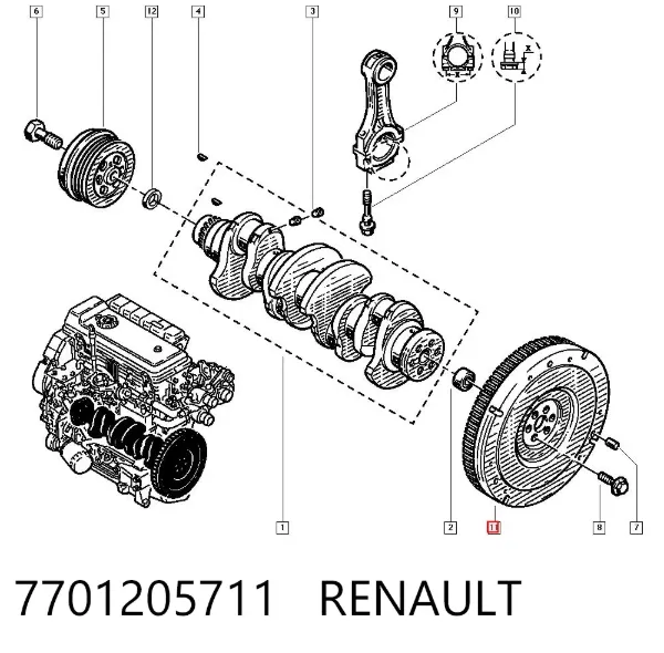 Volante de motor 7701205711 Renault (RVI)