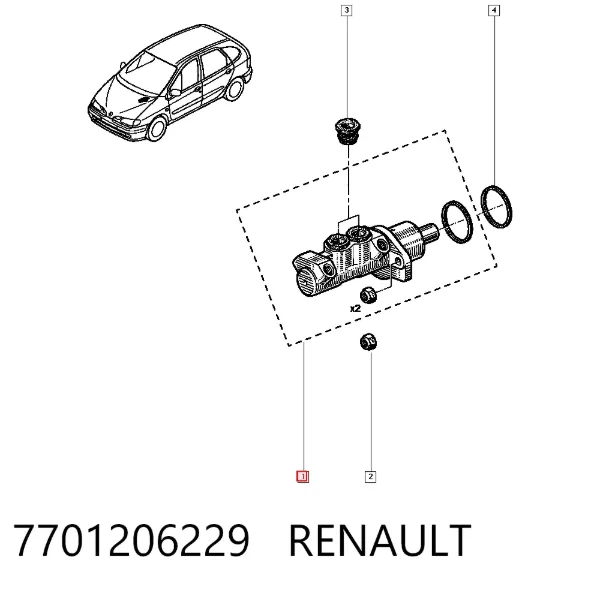 Cilindro mestre do freio 7701206229 Renault (RVI)