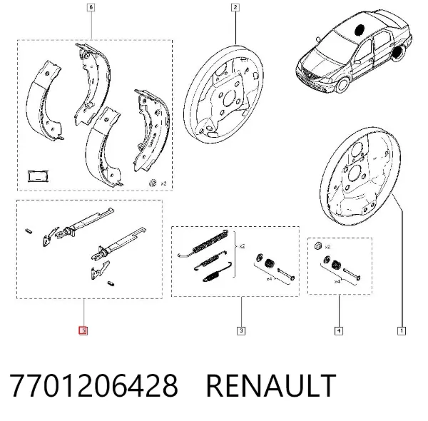 Braçadeira de barra de acoplamento do tambor de freio 7701206428 Renault (RVI)
