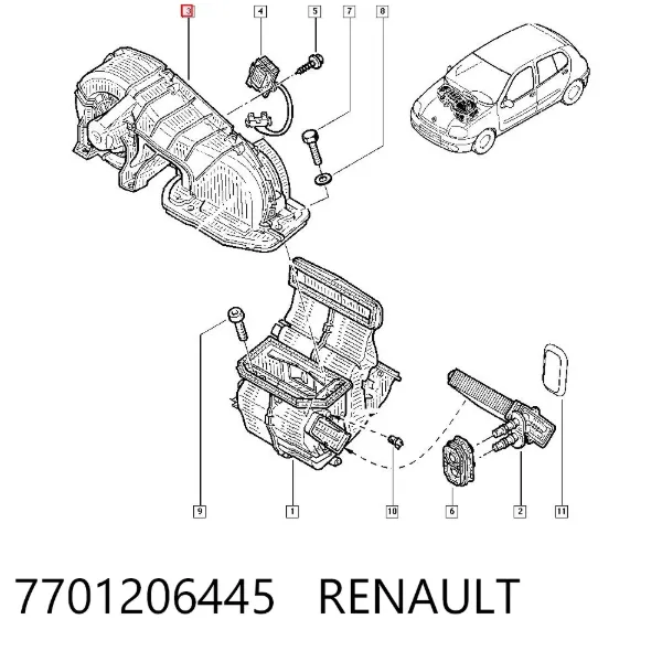 Motor de ventilador de forno (de aquecedor de salão) 7701206445 Renault (RVI)