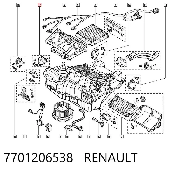 Acionamento de comporta de forno 7701206538 Renault (RVI)