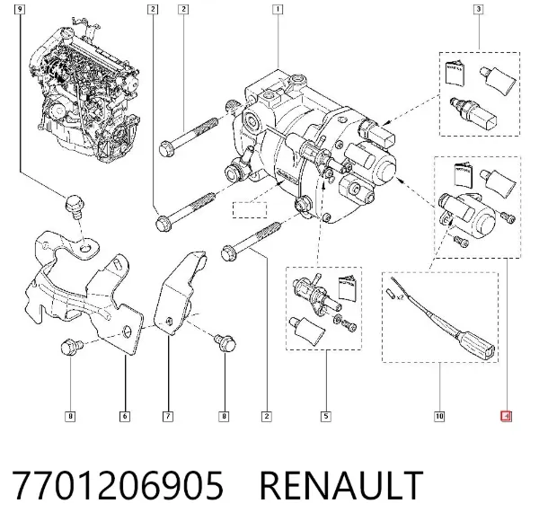 Válvula de regulação de pressão (válvula de redução da Bomba de Combustível de Pressão Alta) Common-Rail-System 7701206905 Renault (RVI)