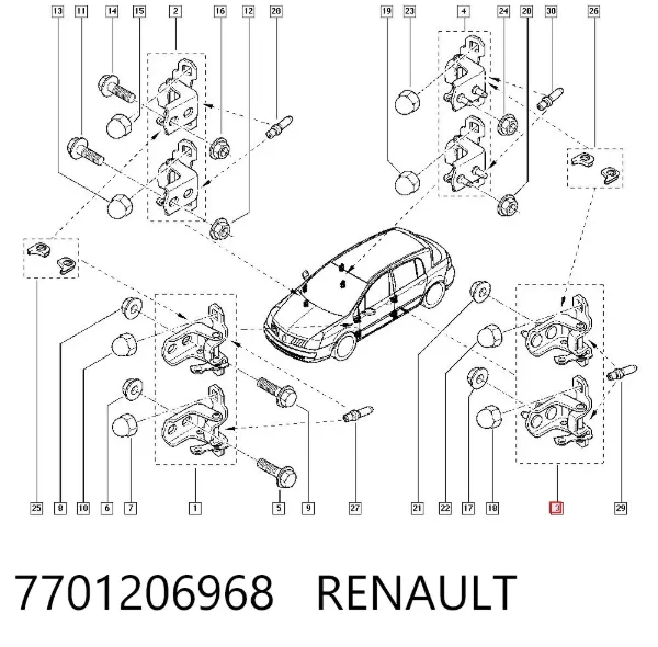 Gozno da porta traseira esquerda 7701206968 Renault (RVI)