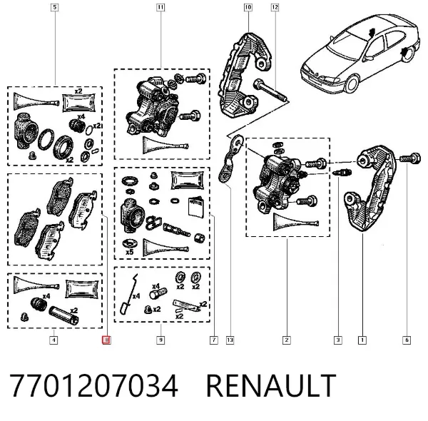 Sapatas do freio traseiras de disco 7701207034 Renault (RVI)