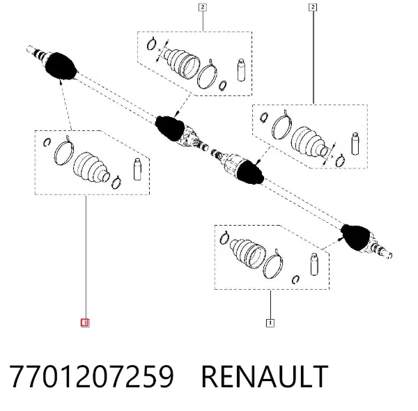 Bota de proteção externa de junta homocinética do semieixo dianteiro 7701207259 Renault (RVI)