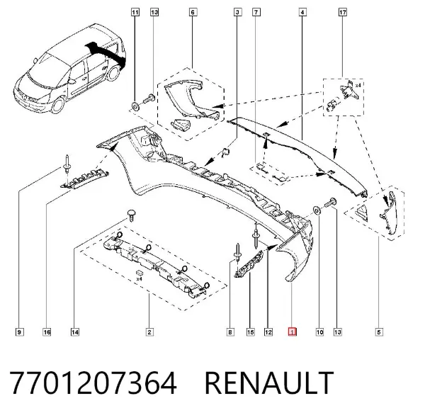 Pára-choque traseiro Renault Espace IV