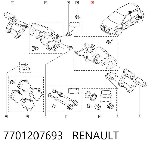 Suporte do freio traseiro esquerdo 7701207693 Renault (RVI)