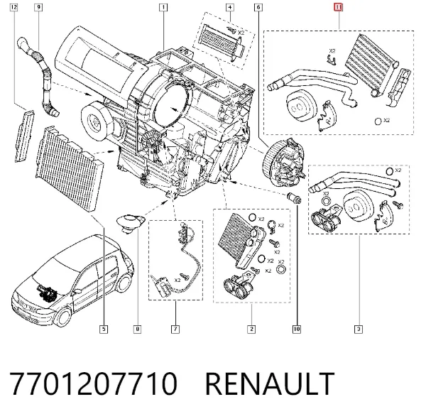Radiador de forno (de aquecedor) 7701207710 Renault (RVI)