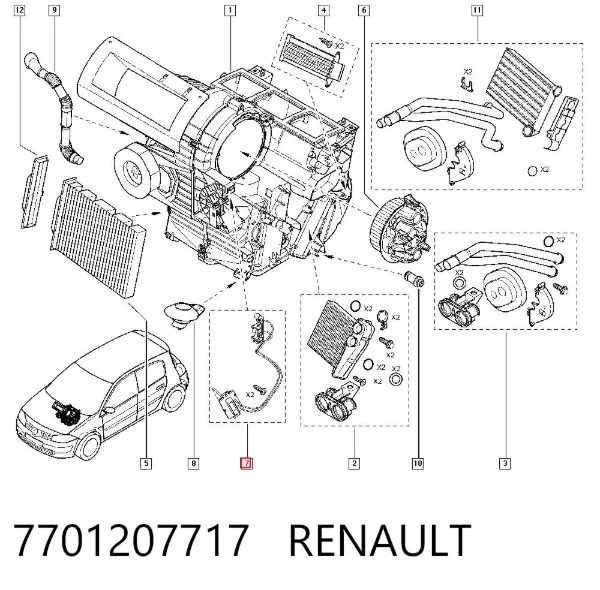 Resistor (resistência) de ventilador de forno (de aquecedor de salão) 7701207717 Renault (RVI)