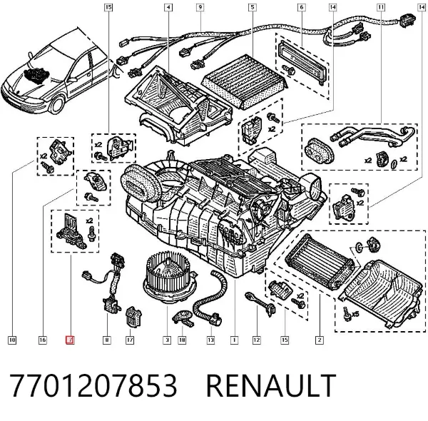 Resistor (resistência) de ventilador de forno (de aquecedor de salão) 7701207853 Renault (RVI)