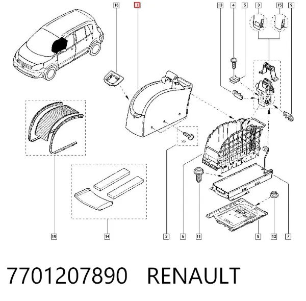 Braço de consola central 7701207890 Renault (RVI)