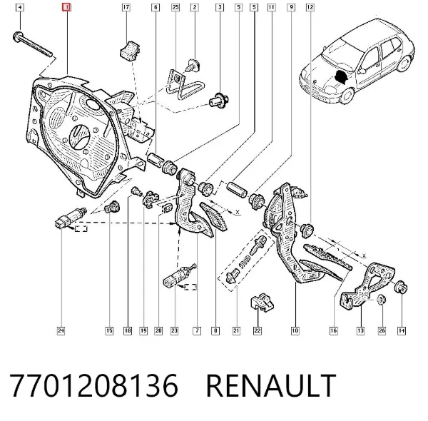 Consola de pedais, conjunto de pedais 7701208136 Renault (RVI)