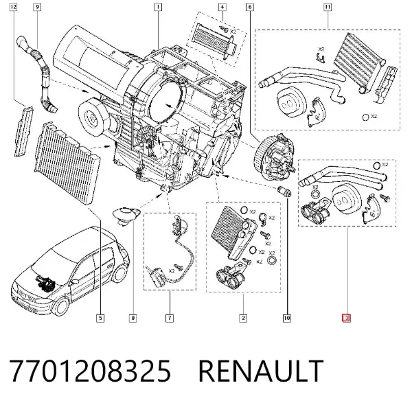 Mangueira do radiador de aquecedor (de forno), dupla 7701208325 Renault (RVI)