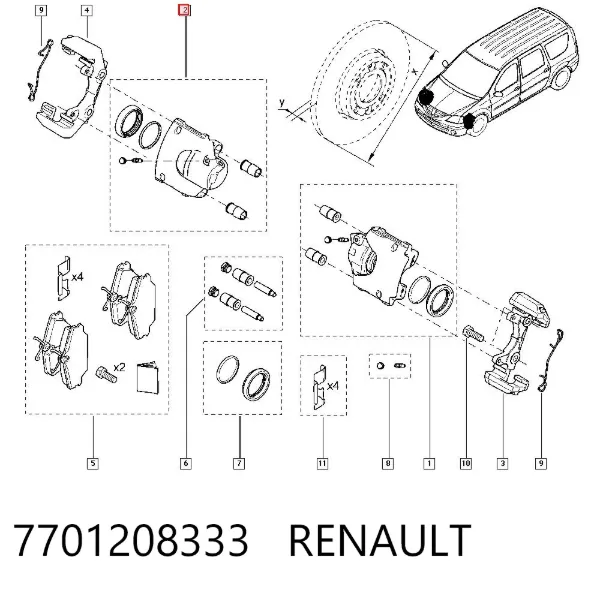Suporte do freio dianteiro direito 7701208333 Renault (RVI)