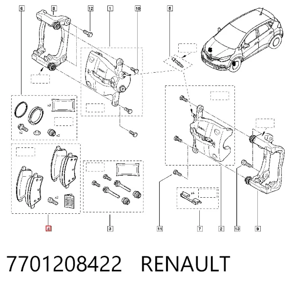 Sapatas do freio dianteiras de disco 7701208422 Renault (RVI)