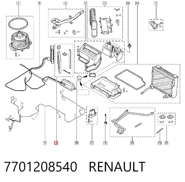 Aquecedor elétrico de ar do sistema de calefacção de salão 7701208540 Renault (RVI)
