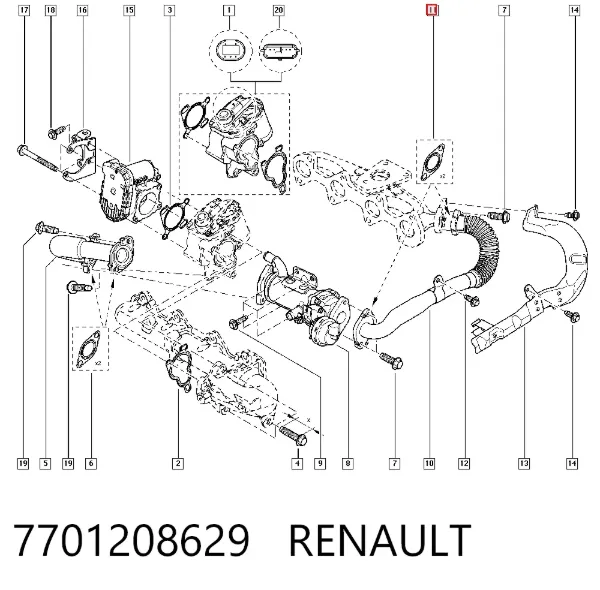 Vedante de tubo coletor de escape 7701208629 Renault (RVI)