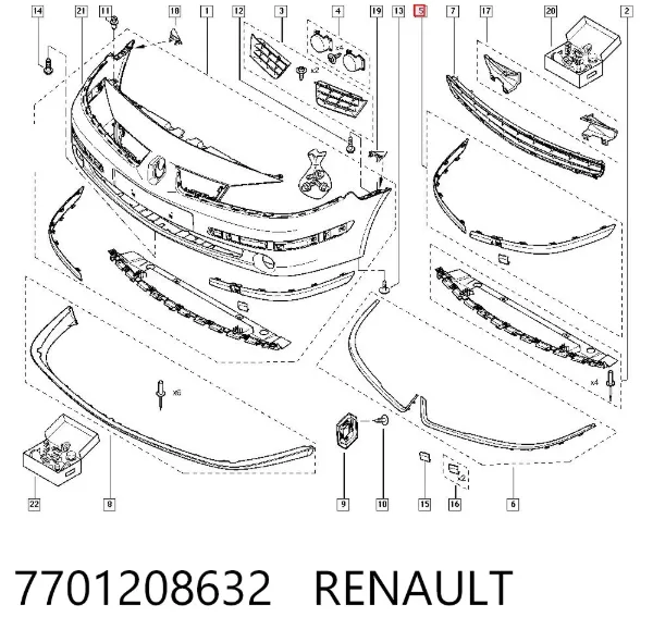 Placa sobreposta do pára-choque dianteiro 7701208632 Renault (RVI)