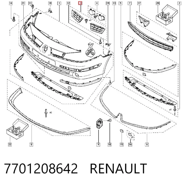 Grelha do radiador 7701208642 Renault (RVI)