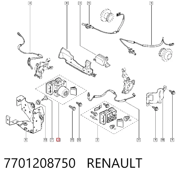 Unidade hidráulico de controlo ABS 7701208750 Renault (RVI)