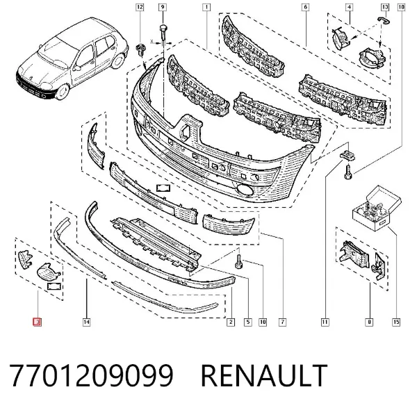 Tampão (grelha) das luzes de nevoeiro do pára-choque dianteiro 7701209099 Renault (RVI)