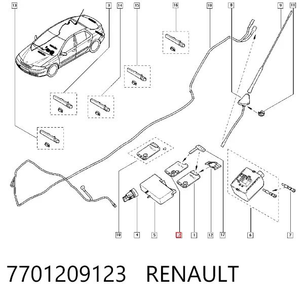 Chave de fecho de ignição 7701209123 Renault (RVI)